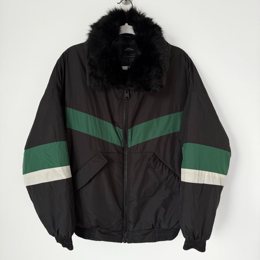 Urban Outfitters Black Jacket with Removable Faux Fur Collar